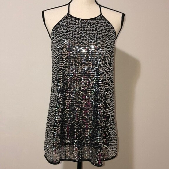 Victorias Secret Silver Sequined Top Halter Size Small Party Holiday Y2K… - Picture 1 of 10